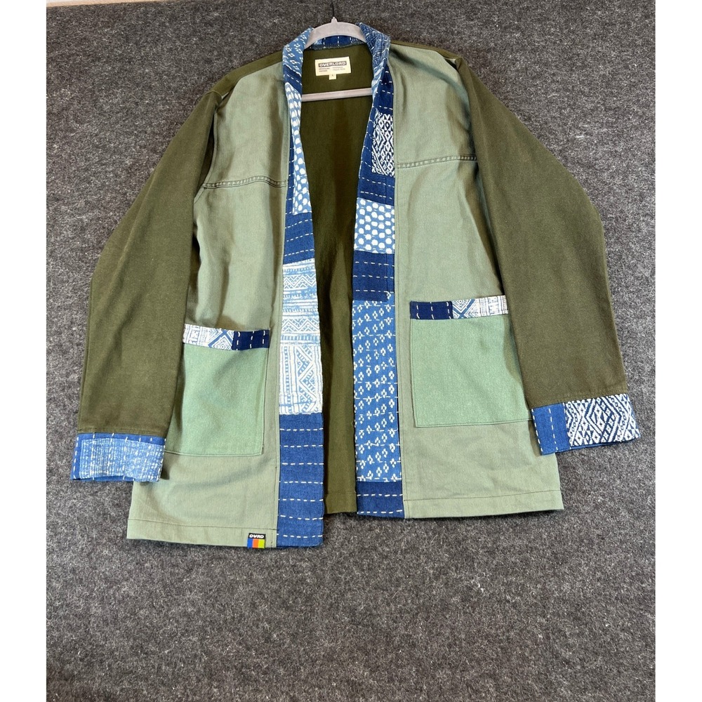 Overlord Noragi Kimono Style Patchwork Jacket Mens Large Green Upcycled Vintage